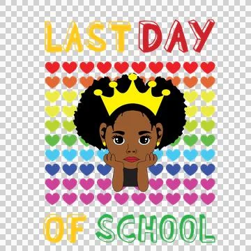 Last Day Of School Heart Pattern displayed hearts silhouette Stock Illustration