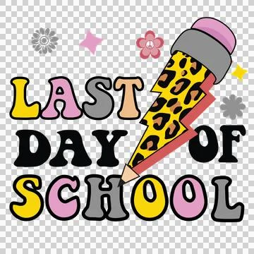 Last Day Of School Lightning Icon typography bolt flowers Stock Illustration