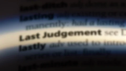 Last judgement word in a dictionary. Stock Footage 99562082