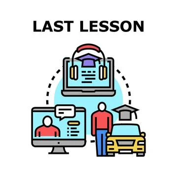 Last lesson for driving instruction and remote education Stock Illustration