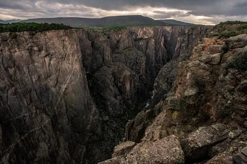 Last Light on Chasm View, Black Canyon of the Gunnison National Park,Colorado Stock Photos