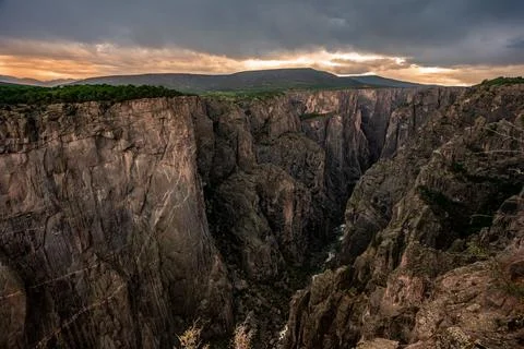 Last Light on Chasm View, Black Canyon of the Gunnison National Park,Colorado Stock Photos