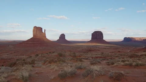 Last light on the Monument Valley rock formations, Arizona, United States Stock Footage 287725155