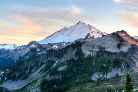 Last Light on Mt. Baker Stock Photos