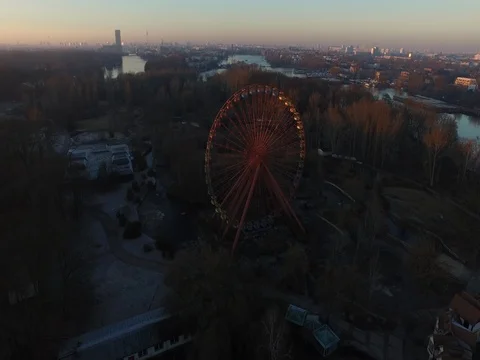 The last light on a winter day during sunset, Berlin, aerial. Stock Footage 80194033