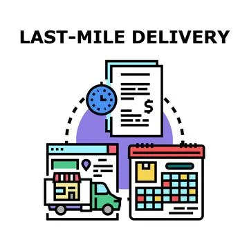 Last mile delivery logistic process controlling orders Stock Illustration