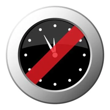 Last minute clock - ban round metal button Stock Illustration