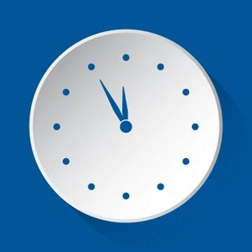 Last minute clock - simple blue icon, white button Illustrazione stock