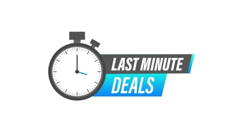 Last minute deals button, flat label, alarm clock countdown logo, red sign Stock Footage 153488256