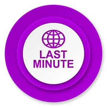 Last minute icon, violet button. Stock Illustration