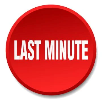 Last minute red round flat isolated push button Stock Illustration