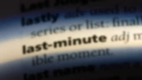 Last minute word in a dictionary. Stock Footage 99562088