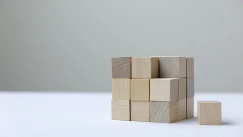 Last missing piece wood cube to complete Stock Footage 105466328