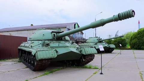 The last most advanced Soviet serial heavy tank T10 of the post-war generation Stock Footage 297849550