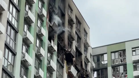 Last night's Russian attack left 12 dead in Kyiv and surrounding areas, Kiev, UA 库存影片 344332118