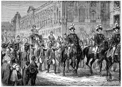The last pump of the Monarchy, The king went to Notre Dame for the Te Deum, v Stock Illustration
