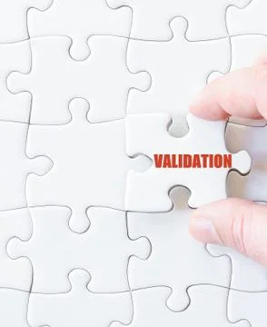 Last puzzle piece with word  VALIDATION. Concept image Stock Illustration