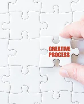 Last puzzle piece with words CREATIVE PROCESS. Concept image Stock Illustration