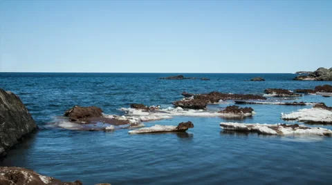 Last remaining ice chunks on lake superior Stock Footage 40106563