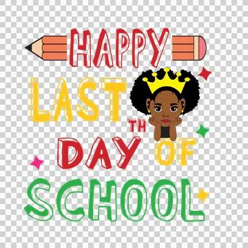 Last Of School Text displayed stars broccoli icon typography Stock Illustration