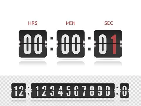 Last second illustration template. Scoreboard number font. Vector coming soon Stock Illustration