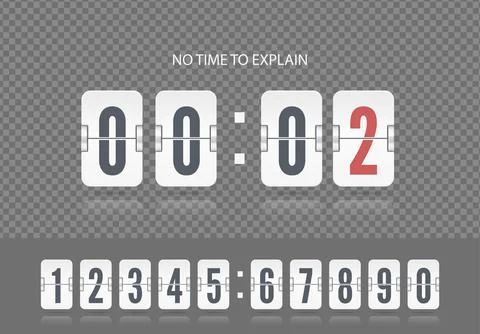 Last second illustration template. White scoreboard number font. Vector coming Stock Illustration