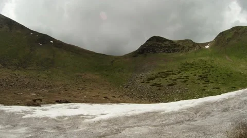 Last snow melted almost at the top of the mountain Stock Footage 40744079