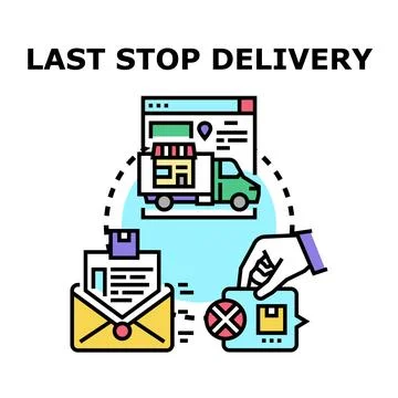 Last stop delivery concept for online shopping 스톡 일러스트