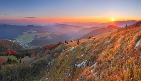 Last sun in mountain Foto stock