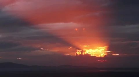 Last sun-rays struggle through the clouds Stock Footage 40353123