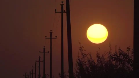 Last sunset, between Nature and Human impact Video stock 142404270