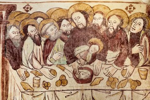 The last supper, e gothic fresco Stock Photos
