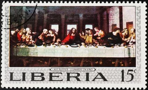 The last supper by Leonardo on stamp Stock Photos