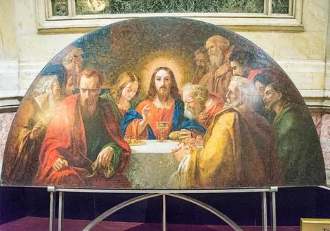 The Last Supper, mosaic panel, author N. Maikov, 1902 Foto stock