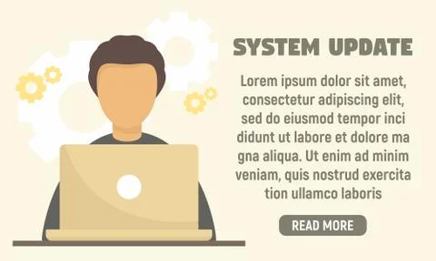 Last system update concept banner, flat style Illustrazione stock