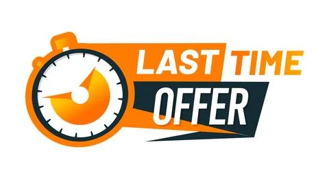 Last time offer banner with stopwatch timer icon Stock Illustration