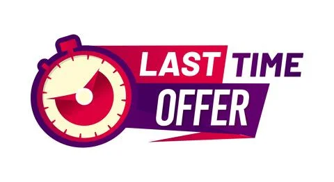 Last time offer icon with stopwatch and text 스톡 일러스트