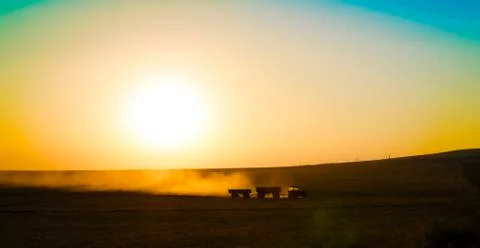 Last tractor on the field Stock Photos