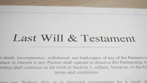 Last Will and Testament Document Panning Closeup Stock Footage 152854420