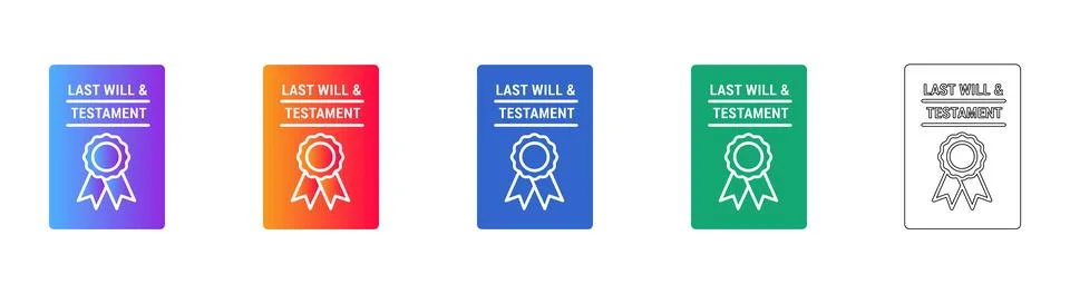 Last Will and Testament Document Icon Set Stock Illustration