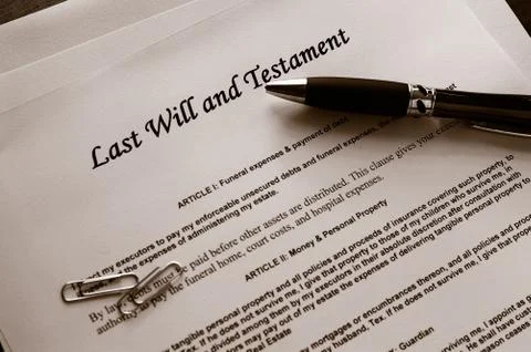 Last will and testament documents with misc items Foto stock