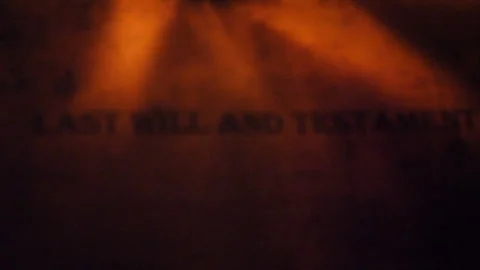 Last Will and Testament: Dramatic Wall Text in Orange Lighting for Legal or.. Stock Footage 327558304
