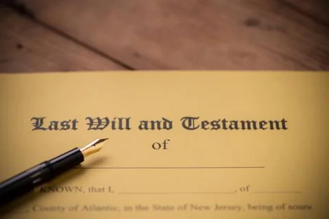 Last will and testament form with gavel. Decision, financial Stock Photos