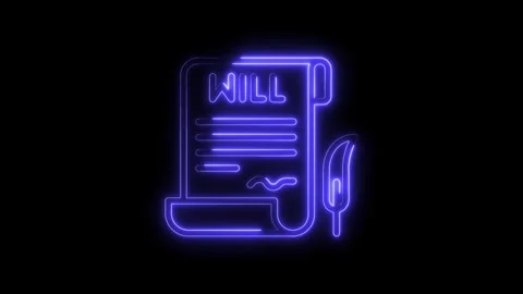 Last will testament document neon glowing line on black background animated Stock Footage 322966560