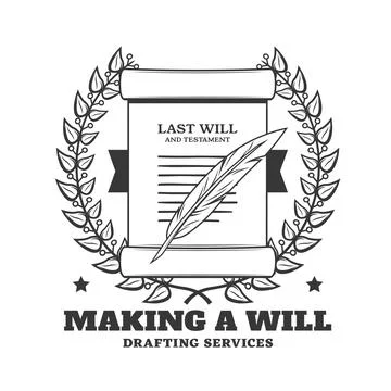 Last will, testament drafting notary service icon Stock Illustration