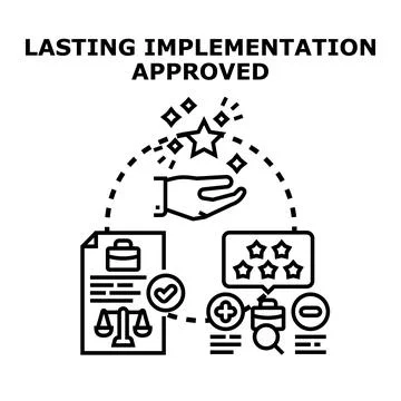 Lasting implementation approved for business strategy Stock Illustration