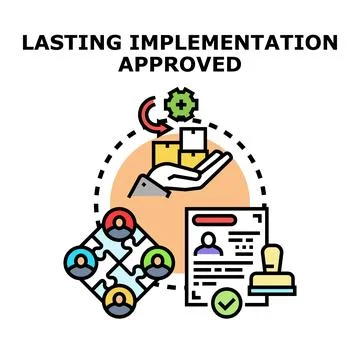 Lasting implementation approved for business strategy Stock Illustration