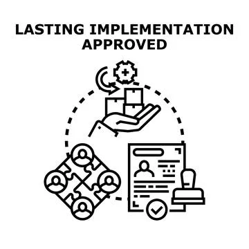 Lasting implementation approved for business strategy Stock Illustration