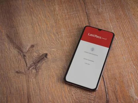 LastPass Password Manager app launch screen with logo on the display of a bla Stock Photos