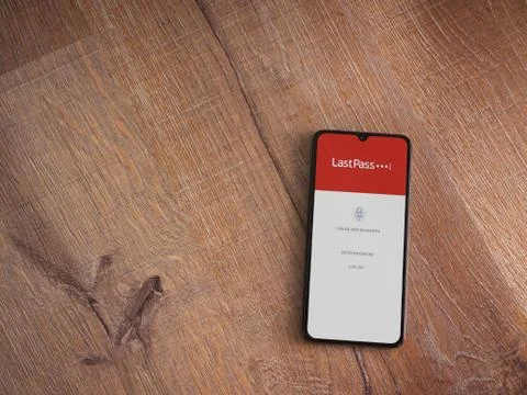 LastPass Password Manager app launch screen with logo on the display of a bla Stock Photos